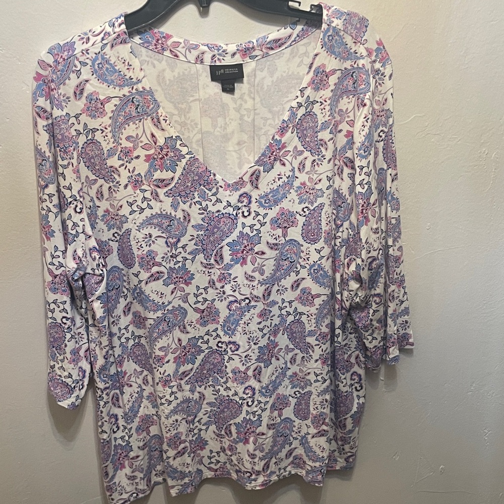 J. Jill Women's Paisley Blouse - Blue and Pink